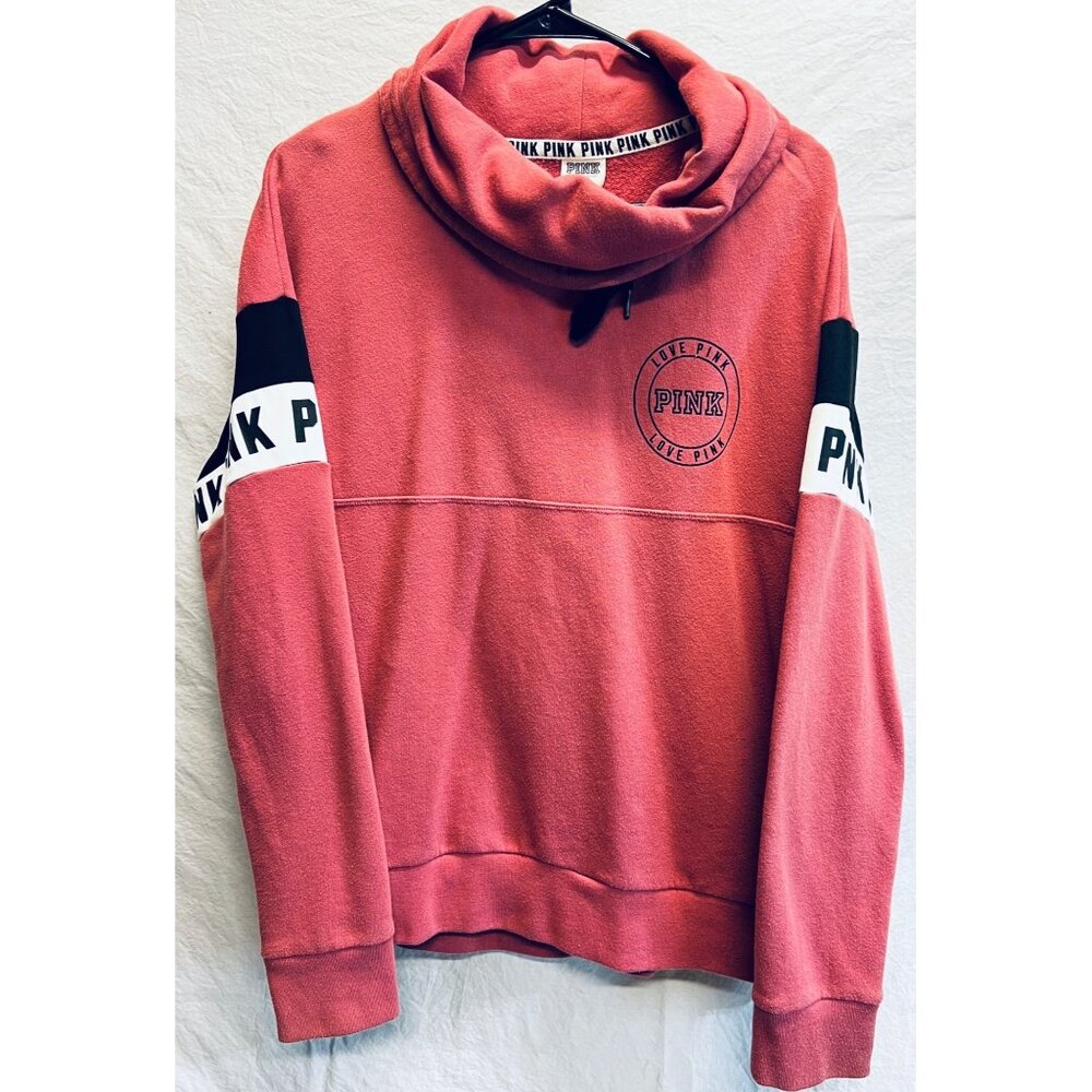 Victorias Secret Pink Womens Cowl Neck Pullover Sweatshirt Large Rose Pink